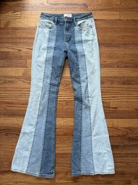 Driftwood x Free People Patchwork Flare Jeans Multi Wash Blue Size XS